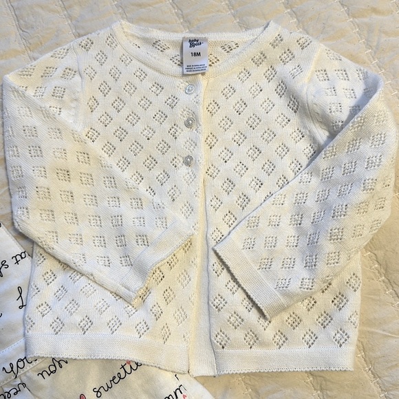 18-24m polkadot sleepers, carters too cute dress, Osh Kosh sweater,wh,pink,bl - Picture 4 of 16